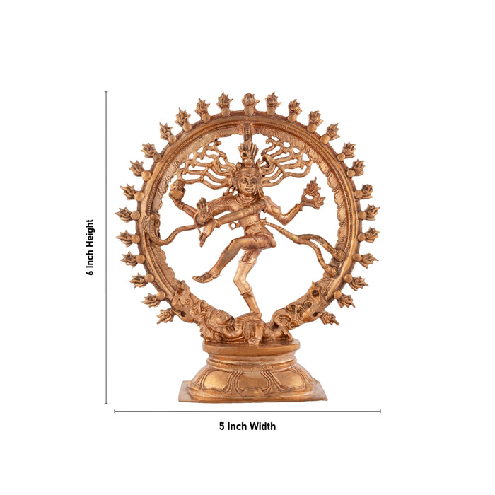 Natraj Statue With Base - 6 x 5 Inches | Panchaloha Statue/ Nataraj Murti/ Natraja Murti for Pooja/ 435 Gms