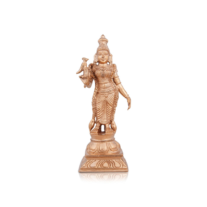 Meenakshi Amman Statue - 6 x 2.5 Inches | Panchaloha Statue/ Standing Meenakshi Amman Idol for Pooja/ 440 Gms