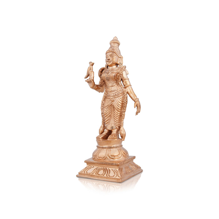 Meenakshi Amman Statue - 6 x 2.5 Inches | Panchaloha Statue/ Standing Meenakshi Amman Idol for Pooja/ 440 Gms