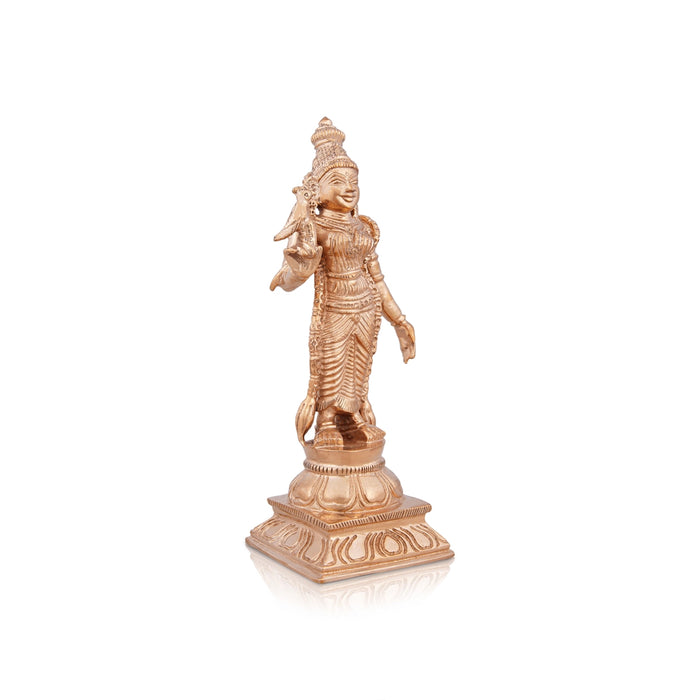 Meenakshi Amman Statue - 6 x 2.5 Inches | Panchaloha Statue/ Standing Meenakshi Amman Idol for Pooja/ 440 Gms