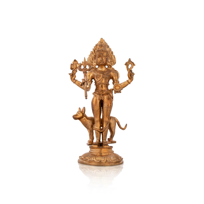 Shiva Statue - 5.5 x 3 Inches | Panchaloha Statue/ Kala Bhairava Statue/ Kaal Bhairav Statue for Pooja/ 360 Gms - Panchaloha Murties