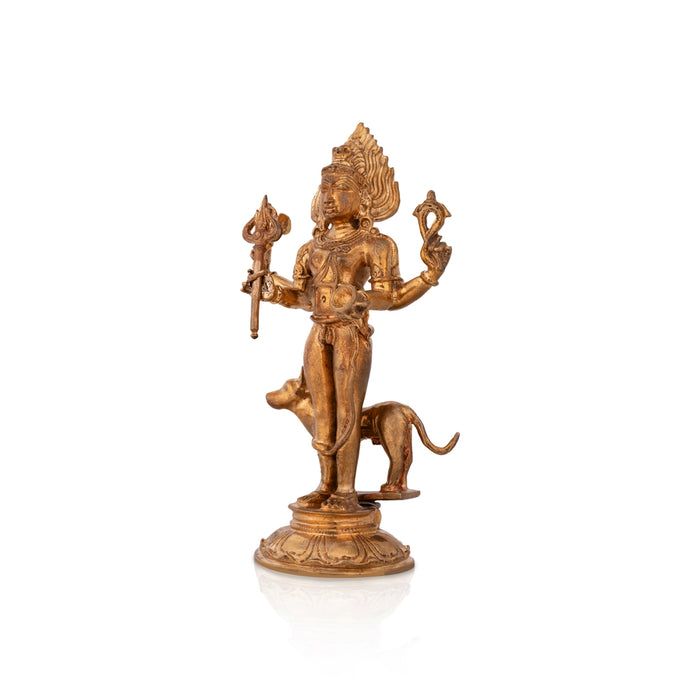 Shiva Statue - 5.5 x 3 Inches | Panchaloha Statue/ Kala Bhairava Statue/ Kaal Bhairav Statue for Pooja/ 360 Gms - Panchaloha Murties