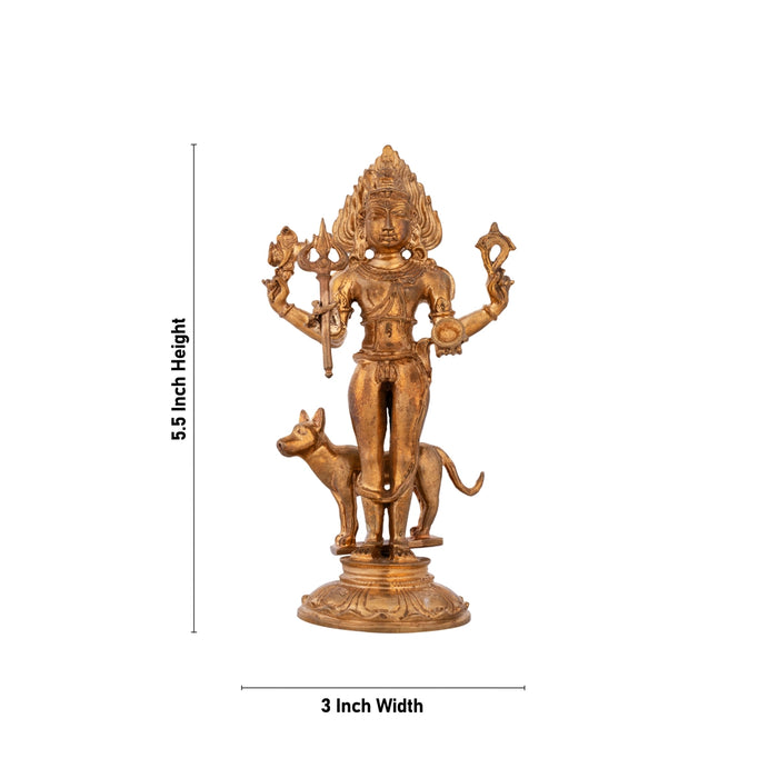 Shiva Statue - 5.5 x 3 Inches | Panchaloha Statue/ Kala Bhairava Statue/ Kaal Bhairav Statue for Pooja/ 360 Gms - Panchaloha Murties