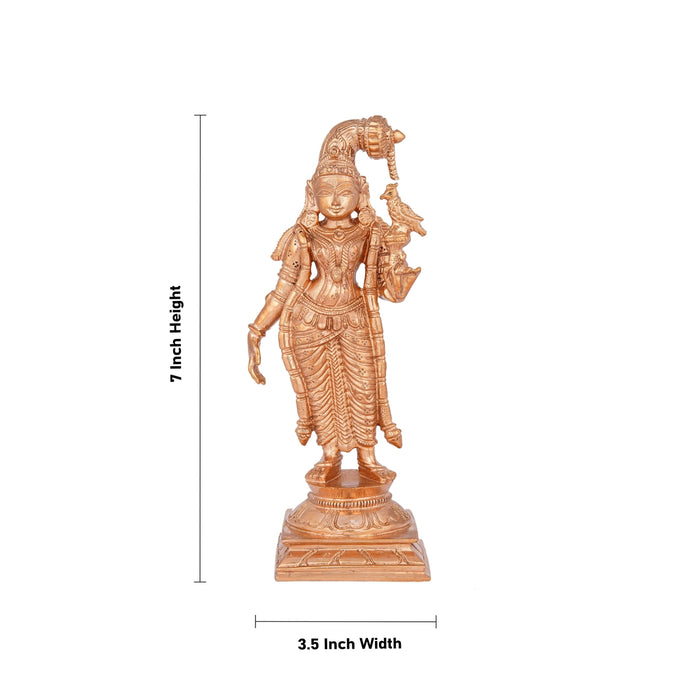 Goda Devi - 7 x 3.5 Inches | Panchaloha Statue/ Standing Andal Statue for Pooja/ 635 Gms Approx - Panchaloha Murties