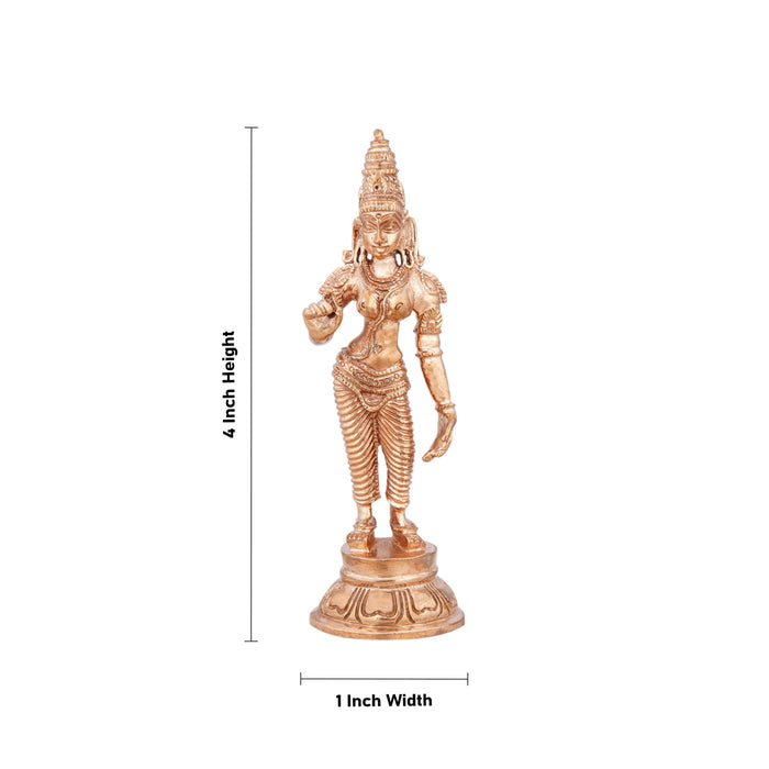 Parvati Murti - 4 x 1 Inches | Panchaloha Statue/ Standing Parvati Statue/ Parvati Idol for Pooja/ 95 Gms Approx