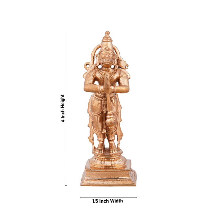 Anjaneya Statue - 4 x 1.5 Inches | Panchaloha Statue/ Standing Hanuman Murti for Pooja/ 235 Gms Approx - Panchaloha Murties