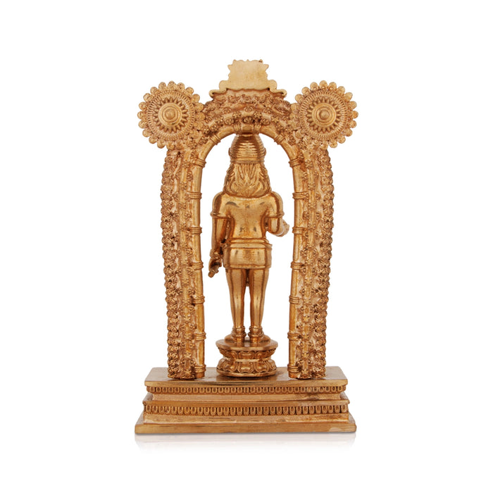 Guruvayurappan Idol Standing On Base - 6 x 3.5 Inches | Panchaloha Guruvayoorappan Vigraham With Arch for Pooja - Panchaloha Murties
