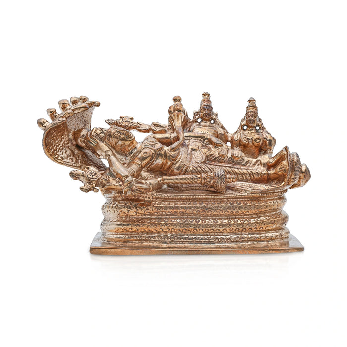 Sri Ranganathar Statue With Sheshnag - 2.5 x 4 Inches | Panchaloha Idol/ Ranganathaswamy Idol for Pooja - Panchaloha Murties