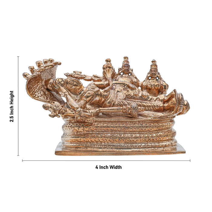 Sri Ranganathar Statue With Sheshnag - 2.5 x 4 Inches | Panchaloha Idol/ Ranganathaswamy Idol for Pooja - Panchaloha Murties