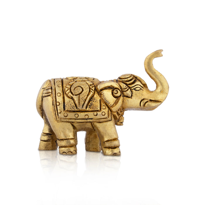 Trunk Up Elephant Idol - 2 x 3 Inches | Brass Statue / Elephant Sculpture for Table Top - Table Stand Accessories