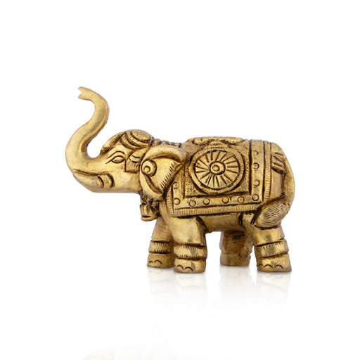 Trunk Up Elephant Idol - 2 x 3 Inches | Brass Statue / Elephant Sculpture for Table Top - Table Stand Accessories