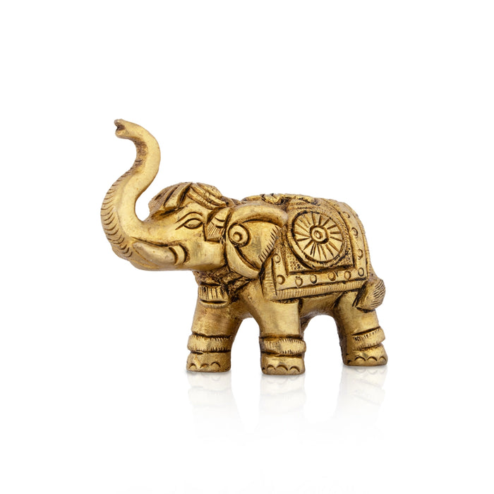 Trunk Up Elephant Idol - 2 x 3 Inches | Brass Statue / Elephant Sculpture for Table Top - Table Stand Accessories