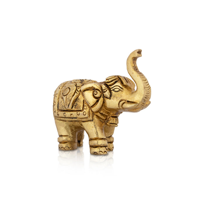 Trunk Up Elephant Idol - 2 x 3 Inches | Brass Statue / Elephant Sculpture for Table Top - Table Stand Accessories
