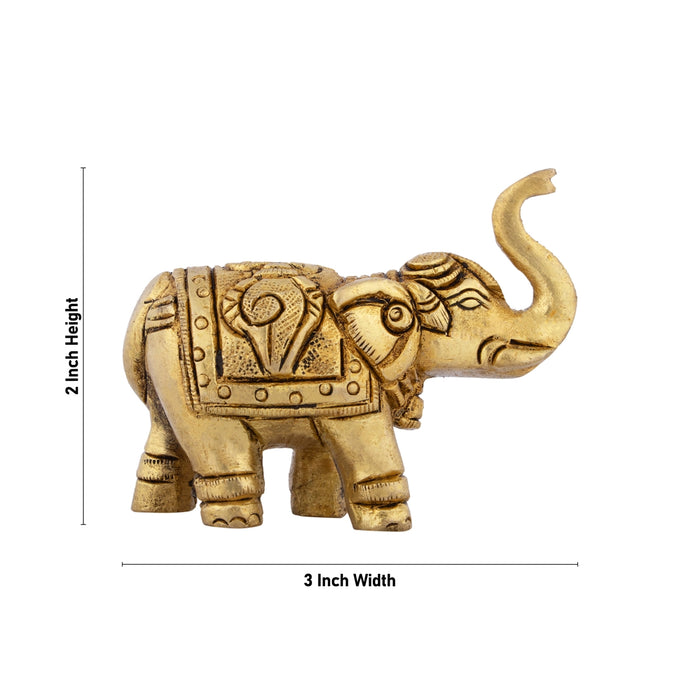 Trunk Up Elephant Idol - 2 x 3 Inches | Brass Statue / Elephant Sculpture for Table Top - Table Stand Accessories