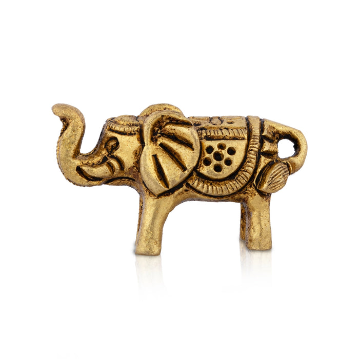 Trunk Up Elephant Statue - 1 x 1.5 Inches | Antique Brass Idol/ Elephant Idol for Home Decor - Table Stand Accessories