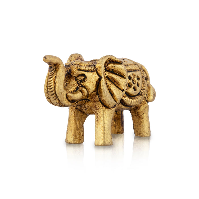 Trunk Up Elephant Statue - 1 x 1.5 Inches | Antique Brass Idol/ Elephant Idol for Home Decor - Table Stand Accessories