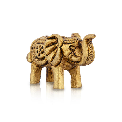 Trunk Up Elephant Statue - 1 x 1.5 Inches | Antique Brass Idol/ Elephant Idol for Home Decor - Table Stand Accessories