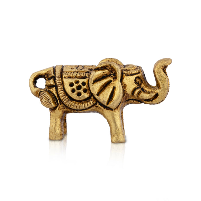 Trunk Up Elephant Statue - 1 x 1.5 Inches | Antique Brass Idol/ Elephant Idol for Home Decor - Table Stand Accessories