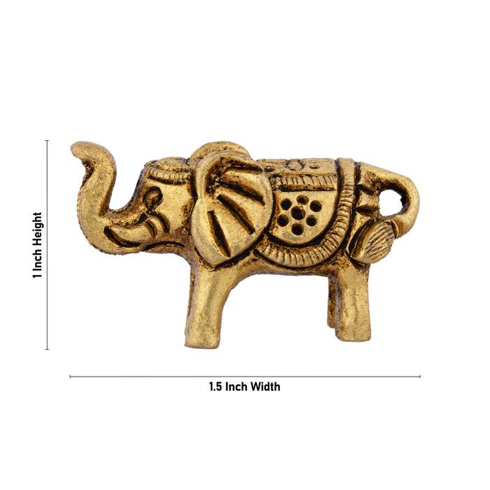 Trunk Up Elephant Statue - 1 x 1.5 Inches | Antique Brass Idol/ Elephant Idol for Home Decor - Table Stand Accessories