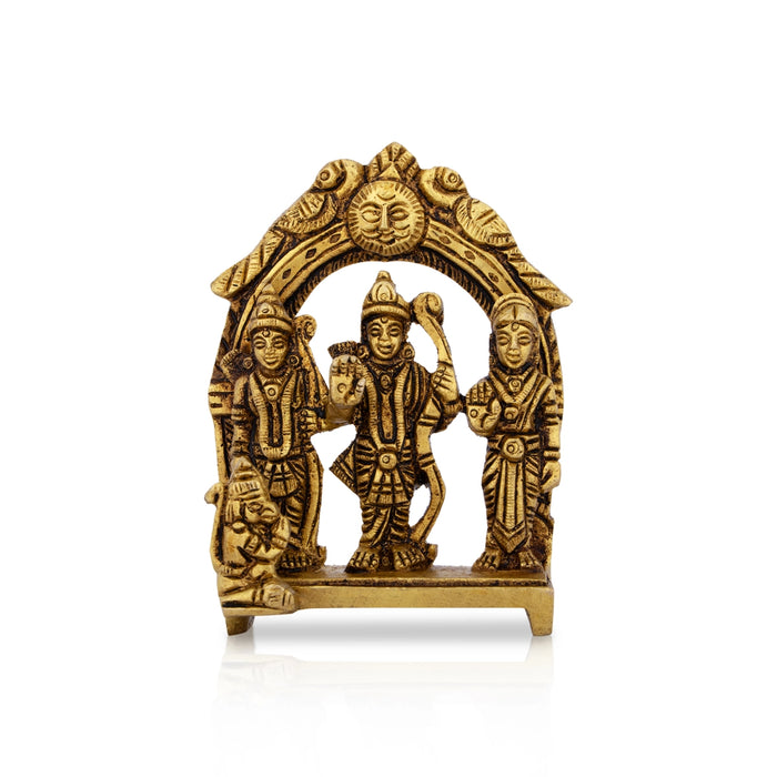 Ram Darbar Murti With Arch - 3.75 x 2.5 Inches | Antique Brass Idol/ Ram Darbar Idol for Pooja - Brass Murties