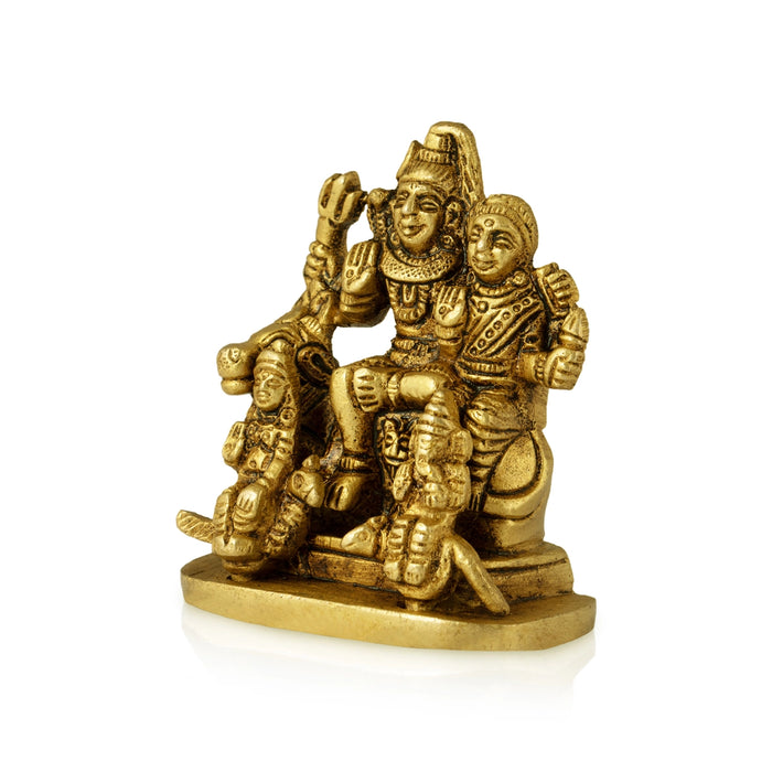 Shivan Family Murti - 2.75 x 2.5 Inches | Brass Shiva Family Idol / Shiva Family Statue for Pooja - Brass Murties