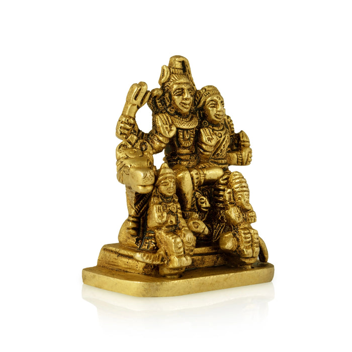 Shivan Family Murti - 2.75 x 2.5 Inches | Brass Shiva Family Idol / Shiva Family Statue for Pooja - Brass Murties