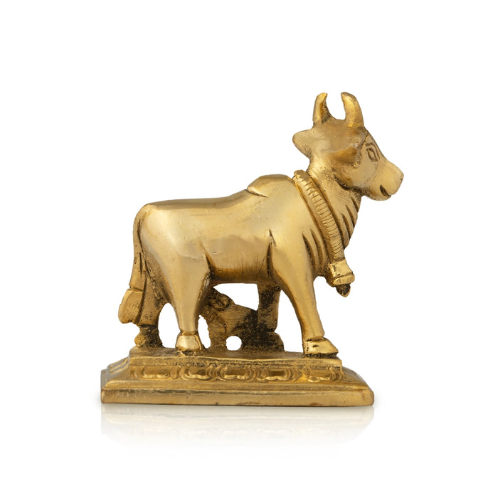 Cow and Calf Idol - 2 x 2 Inches | Brass Kamadhenu Statue / Cow Calf Idol for Pooja - Brass Murties