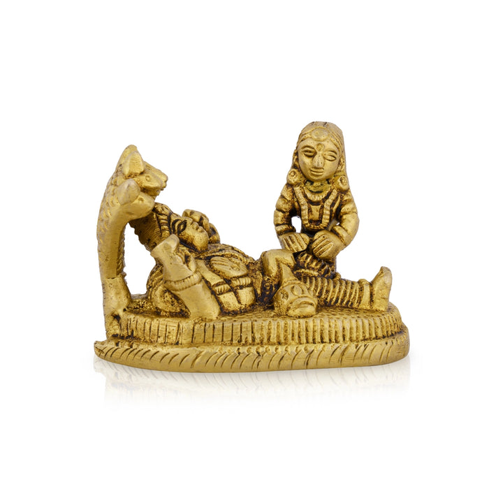 Vishnu Lakshmi Idol With Sheshnag - 2 x 2.5 Inches | Antique Brass Idol/ Laxmi Vishnu Murti for Pooja - Brass Murties
