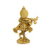 Flute Krishna Murti Standing On Base - 4 x 2.5 Inches | Antique Brass Idol/ Krishna Idol for Pooja - Brass Murties
