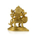 Durga Sitting On Lion On Leaf Base - 3.5 x 8 Inches | Brass Idol / Lion Durga Statue For Pooja - Brass Murties