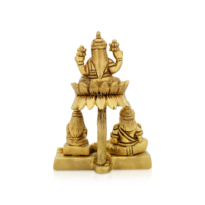 Kubera Lakshmi Statue With Chitralekha - 5 x 3.5 Inches | Antique Brass Idol/ Laxmi Kuber Idol for Pooja - Brass Murties