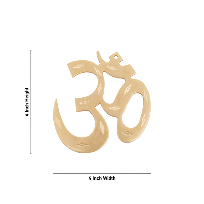 Hindi Om Wall Hanging - 4 x 4 Inches | Brass Wall Hanger/ Gold Polish Wall Decoration for Living Room - Wall Hanging