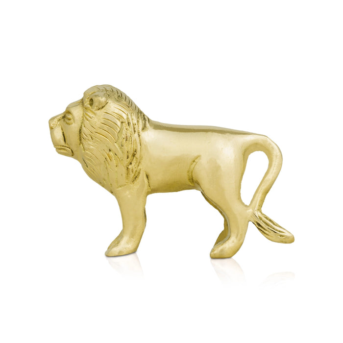 Lion Statue - 2.25 x 3 Inches | Brass Idol/ Lion Sculpture/ Lion Idol for Table Top - Table Stand Accessories