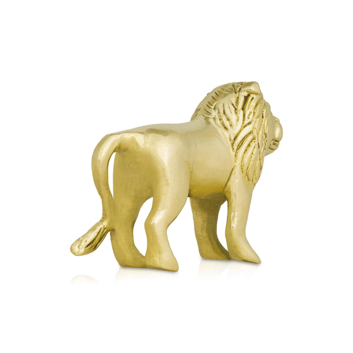 Lion Statue - 2.25 x 3 Inches | Brass Idol/ Lion Sculpture/ Lion Idol for Table Top - Table Stand Accessories