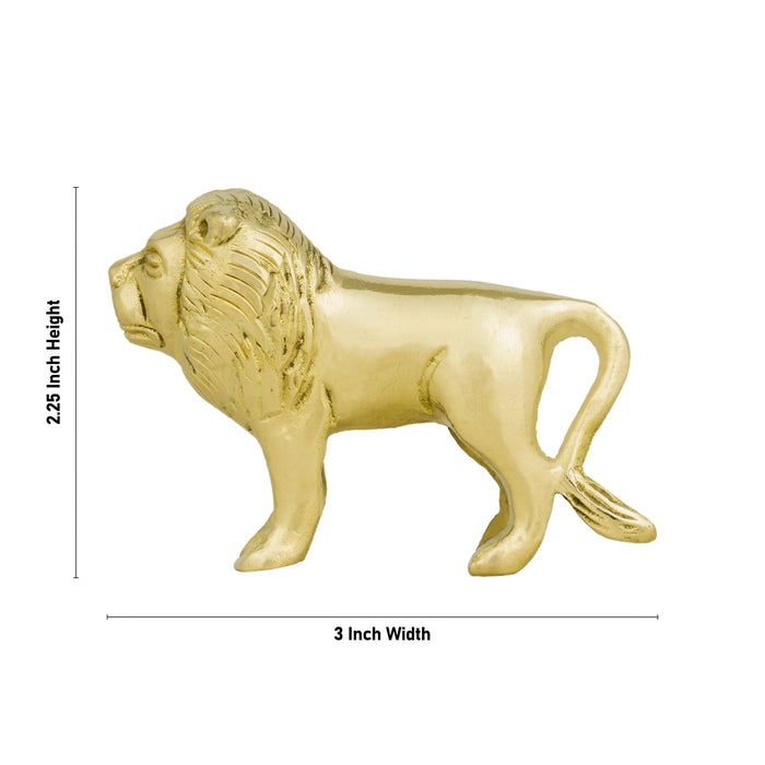 Lion Statue - 2.25 x 3 Inches | Brass Idol/ Lion Sculpture/ Lion Idol for Table Top - Table Stand Accessories