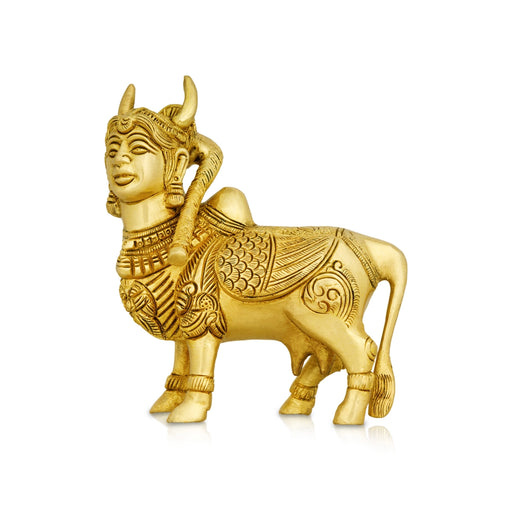 Kamadhenu Idol - 5 x 4.5 Inches | Antique Brass Idol/ Kamdhenu Cow Statue/ Kamadhenu Statue for Home - Table Stand Accessories