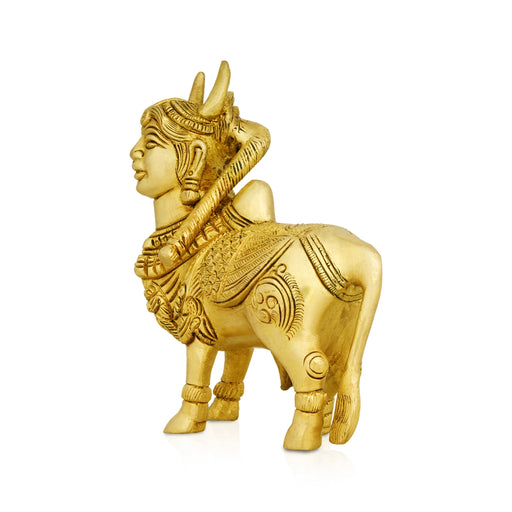 Kamadhenu Idol - 5 x 4.5 Inches | Antique Brass Idol/ Kamdhenu Cow Statue/ Kamadhenu Statue for Home - Table Stand Accessories