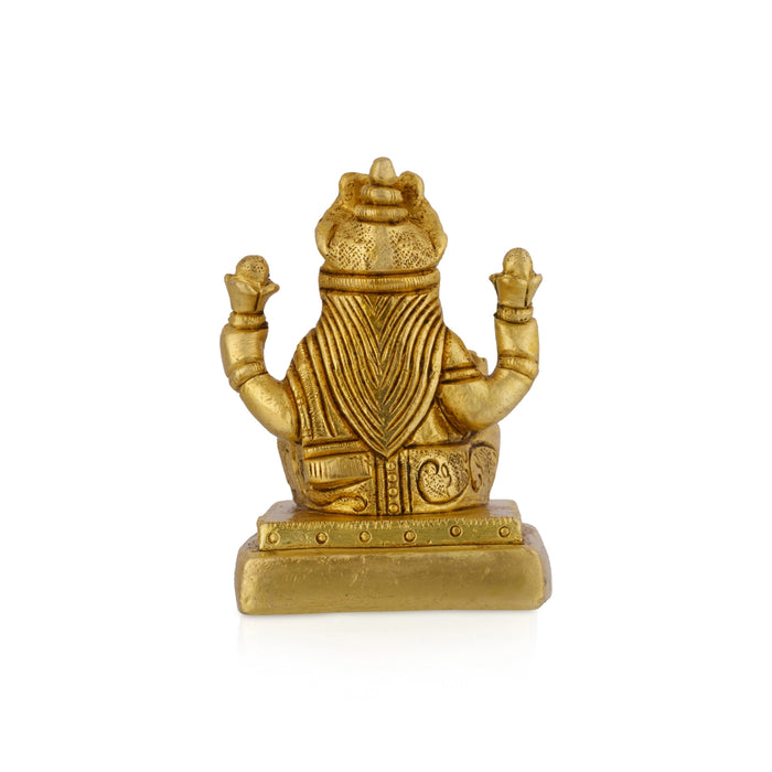 Lakshmi Sitting On Square Base - 2.5 x 1.75 Inches | Antique Brass Idol / Laxmi Devi Statue For Home & Pooja