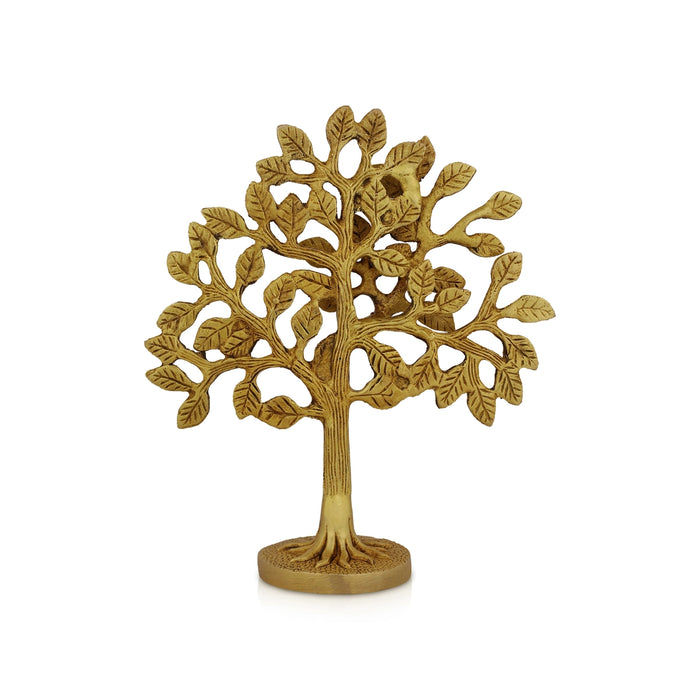 Kalpavriksha Tree With Base - 7 x 4 Inches | Antique Brass Kalpataru Tree/ Karpaga Viruksham For Prosperity