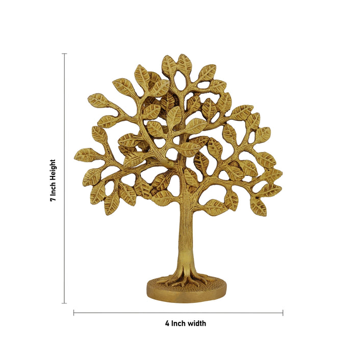 Kalpavriksha Tree With Base - 7 x 4 Inches | Antique Brass Kalpataru Tree/ Karpaga Viruksham For Prosperity