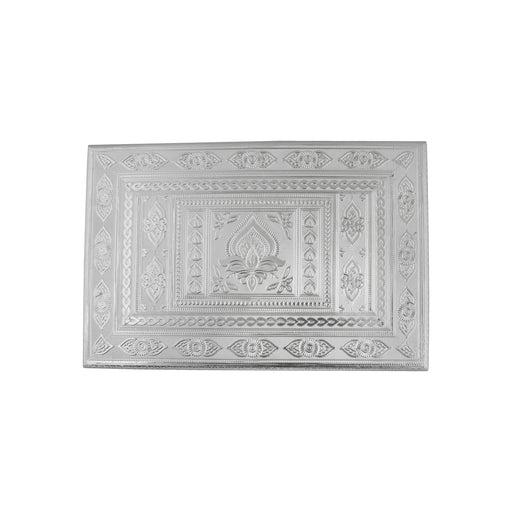 Bajot  - 12 x 18 Inches |  Silver & Gold Finish Chowki/ Aluminium Manai/ Patla for Pooja - Pooja Aasan & Bajot & Pooja Mat