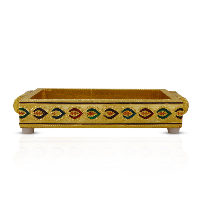 Choky Tray - 1.5 x 6 x 4 Inches | Meenakari Serving Tray/ Gold Polish Plate for Home - Pooja Plate & Tray