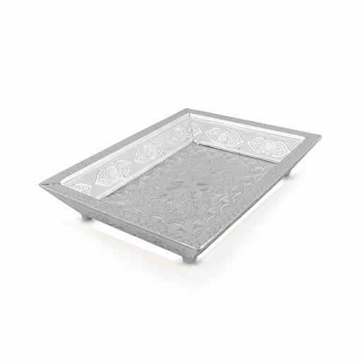Serving Tray - 1.25 x 9.5 Inches | Pooja Thali/ Silver Tray/ Serving Plate/ Pooja Plate for Home - Pooja Plate & Tray