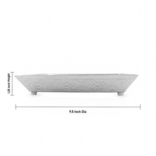 Serving Tray - 1.25 x 9.5 Inches | Pooja Thali/ Silver Tray/ Serving Plate/ Pooja Plate for Home - Pooja Plate & Tray