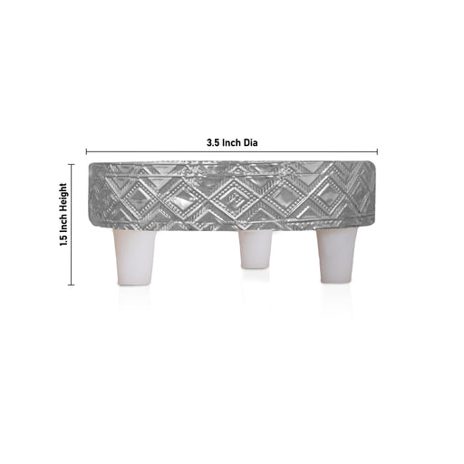 Patla Set - 1.5 x 3 Inches | 6 Pcs/ Round Silver Polish Chowki/ Manai Palagai for Pooja - Pooja Aasan & Bajot & Pooja Mat