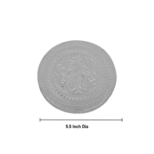 Pooja Chowki Pair - 1.5 x 5.5 Inches | 2 Pcs/ Wooden Bajot/ Silver Polish Patla for Pooja - Pooja Aasan & Bajot & Pooja Mat