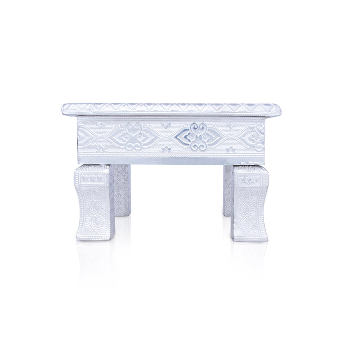 Bajot - 8 x 8 Inches | Wooden Manai/ Gold Polish Meenakari Design Chowki for Pooja - Pooja Aasan & Bajot & Pooja Mat