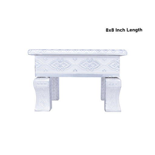 Bajot - 8 x 8 Inches | Wooden Manai/ Gold Polish Meenakari Design Chowki for Pooja - Pooja Aasan & Bajot & Pooja Mat