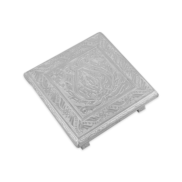Bajot - 8 x 8 Inches | Manai/ Silver & Gold Finish Chowki/ Patla for Pooja - Pooja Aasan & Bajot & Pooja Mat
