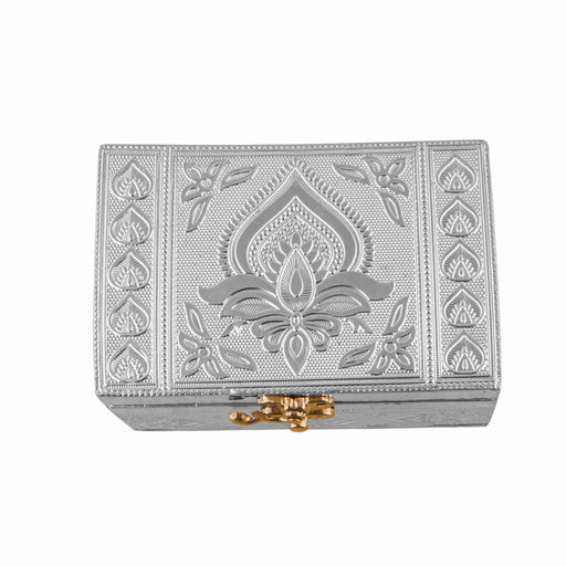Pooja Box - 3 x 6 Inches | Storage Box/ Silver & Gold Finish Box/ Jewellery Box for Home - Pooja Box & Paduka